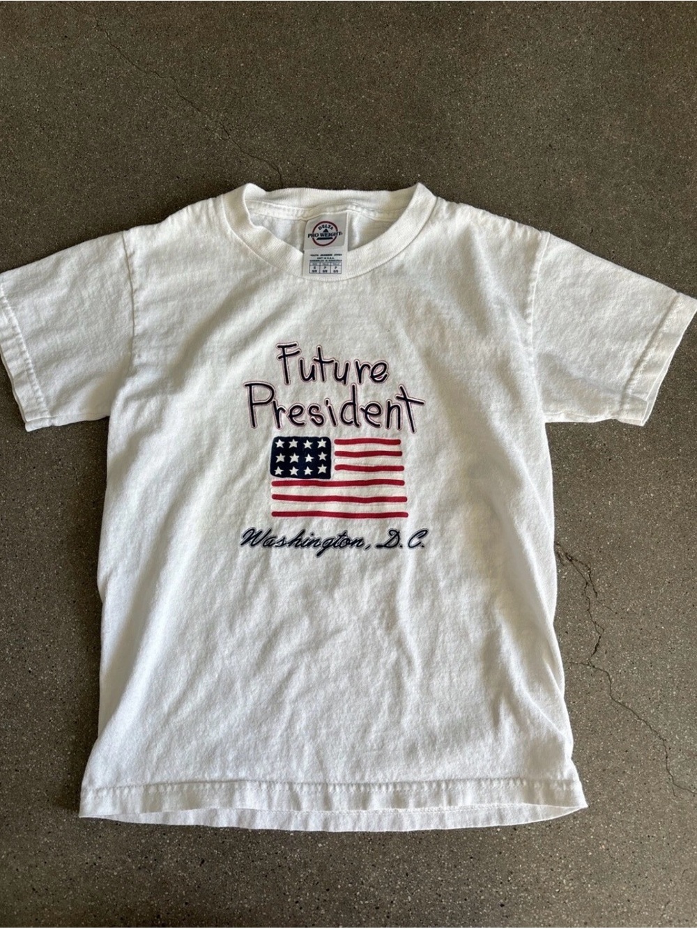 Delta Kids White Tee with Patriotic 'Future President' Graphic